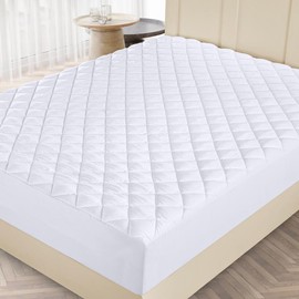 Utopia Bedding Quilted Fitted Queen Mattress Pad, Soft & Elastic Fit Mattress Protector, Stretches Deep up to 16 In, Machine Washable White - Color: Premium White, Bedding Size: TWIN