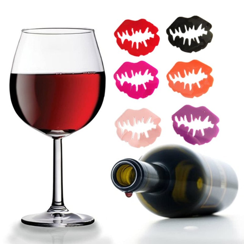 Vogast Wine Glass Markers Set of 18 Lips Beard Silicone