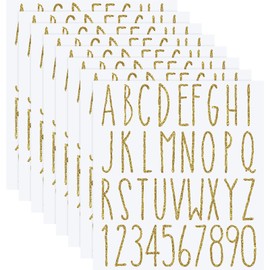 8 Sheets Vinyl Letter Stickers Waterproof Self Adhesive Letter Numbers Alphabet Modern Mailbox Numbers Sticker for Back to School DIY Mailbox House Home Business Address(3 Inch,Gold)