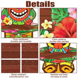 Hawaii Tiki Cupcake Stand Hawaiian Luau Party Decorations 3 Tier Tiki Faces and Tropical Flowers Theme Cupcake Holder Aloha Dessert Tower for Hawaii Summer Theme Party Supplies