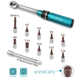 Awang 1/4 Inch Drive Click Torque Wrench Set 5-25 Nm, 72-Tooth Bicycle Torque Wrench Set, High Precision ± 3% Tool Repair Kit for Road Bikes and Mountain Bikes