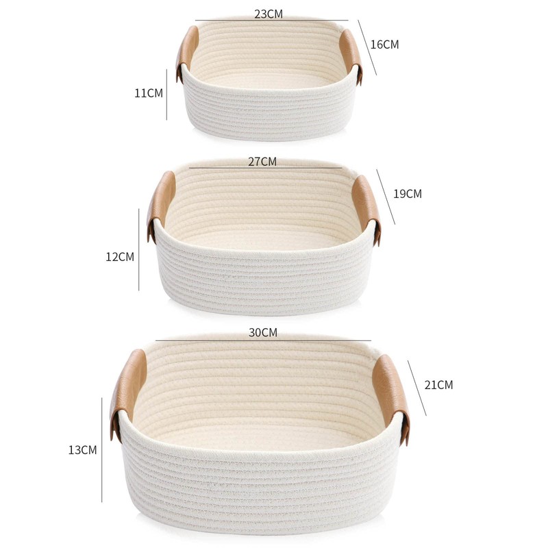 YOSTORYA Storage Basket (Set of 3) Cotton Rope Woven Storage