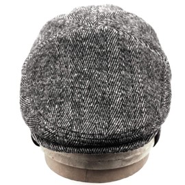 EPOCH HATS 100% Wool Herringbone Winter Ivy Cabbie Hat w/Fleece Earflaps – Driving Hat (M, IVE2341LT Gray)
