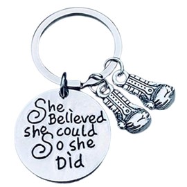 Boxing Charm Keychain, Inspirational You’re She Believed She Could So She Did Jewelry, Boxing Gifts for Female Boxers