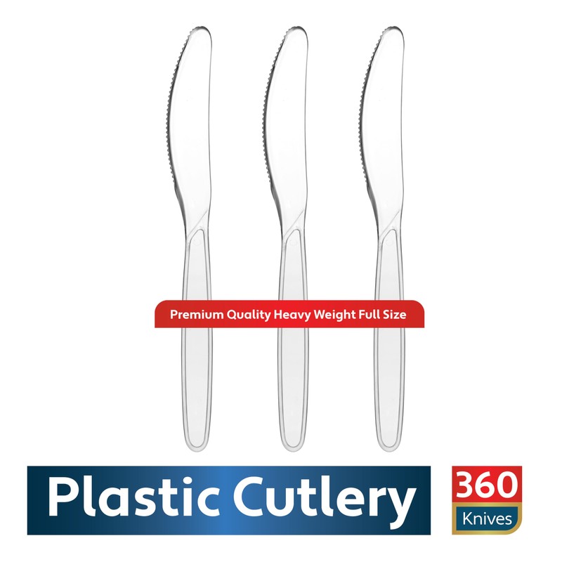 Munfix 360 Count Clear Plastic Knives Heavy Duty, Premium Disposable
