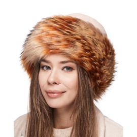 Futrzane Women's Faux Fur Hat, Fleece Winter Hat with Faux Fur Trim - s