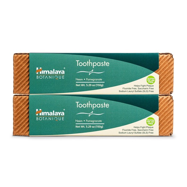 Himalaya Neem and Pomegranate Toothpaste, Natural, Fluoride-Free, SLS Free, Gluten Free & Saccharin Free, 5.29 oz (150 g) 2 PACK