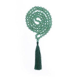 108 Beads Green Aventurine Mala Necklace for Meditation, Yoga, Prayer, Reiki & Spiritual Healing – Handcrafted 8mm Natural Gemstone Japa Mala for Abundance, Luck and Inner Peace