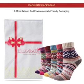 Ambielly Winter Women Socks 5 Pairs Vintage Style Knit Wool Casual Socks Thick Warm Colorful Socks (SD10004A)
