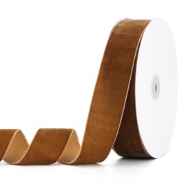 Pieaary Brown Velvet Ribbon 1-1/2" x 20Yd,Great for Gift Wrapping,Hair Bows Making, Wreaths,Wedding and Christmas Party Decoration(Brown 1-1/2")