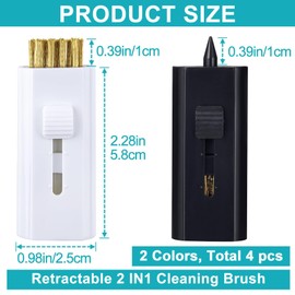 PAGOW 4 Pcs Double Side Golf Club Brush, Retractable Golf Brush, Portable Golf Club Cleaner, Golf Brush and Groove Cleaner, Golf Club Cleaner Brush for Men, Women (Black, White)