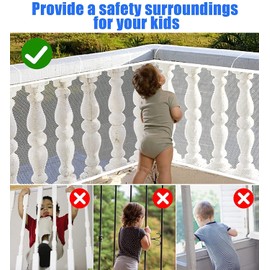 Baby Protective net, 10x2.6 feet Anti-Fall net Children's Balcony guardrail net, Children's pet Safety net Balcony Screen, Crib Stairs Terrace Balcony Railing Cover, Suitable for Children and Pets
