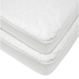 American Baby Company 2 Pack Waterproof Fitted Crib and Toddler Protective Mattress Pad Cover, White, for Boys and Girls
