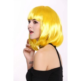 WIG ME UP - 0073-3-PC2B Women's Wig Carnival Long Bob Shoulder Length Straight Fringe Yellow