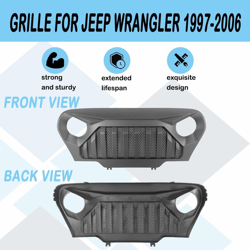 CABOHON Front Vader Grill For Jeep Wrangler TJ 1997-2006 Gladiator