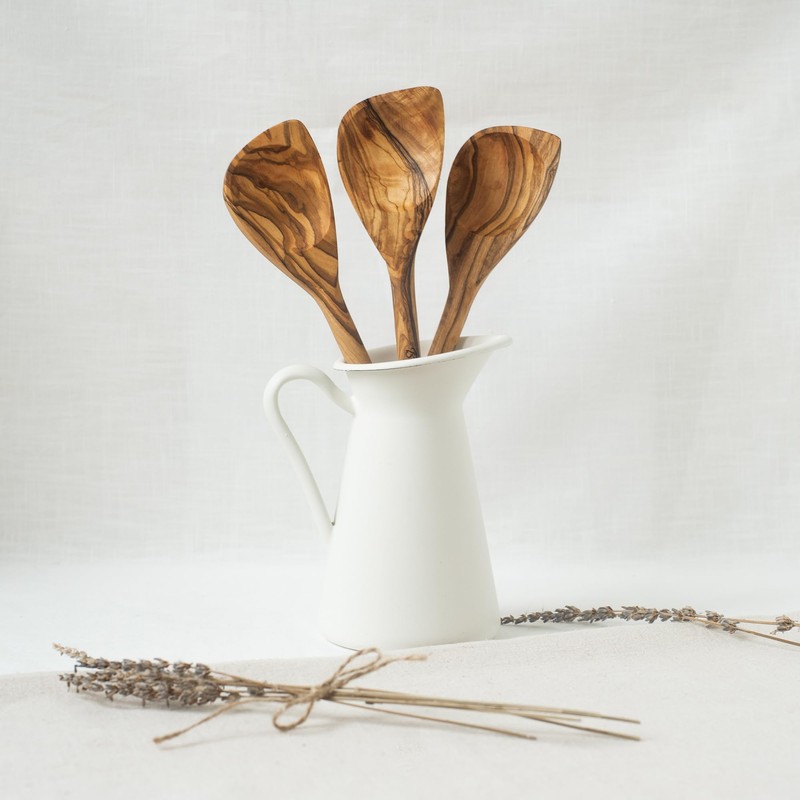 HOFMEISTER Olive Wood Cooking Spoon (2 x Sharpener Cooking Spoons