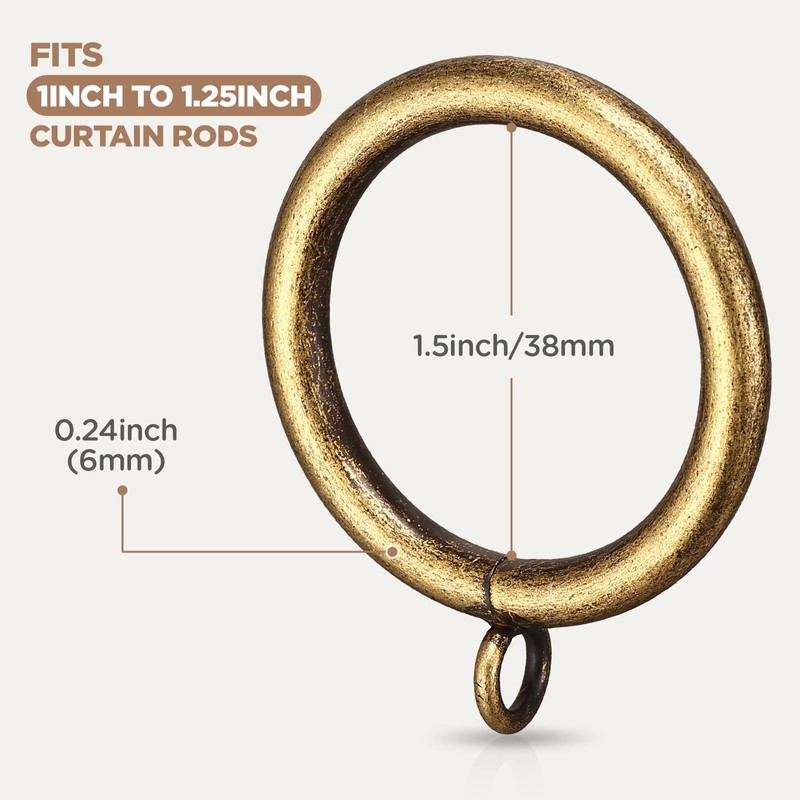 40 PCS Curtain Rings, 1.5 Inch Thickened Curtain Rings Metal