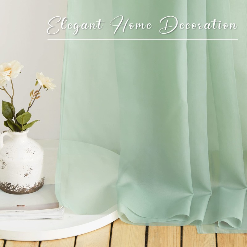 NICETOWN Voile Sheer Scarf Valances for Windows, 216" Extra Long