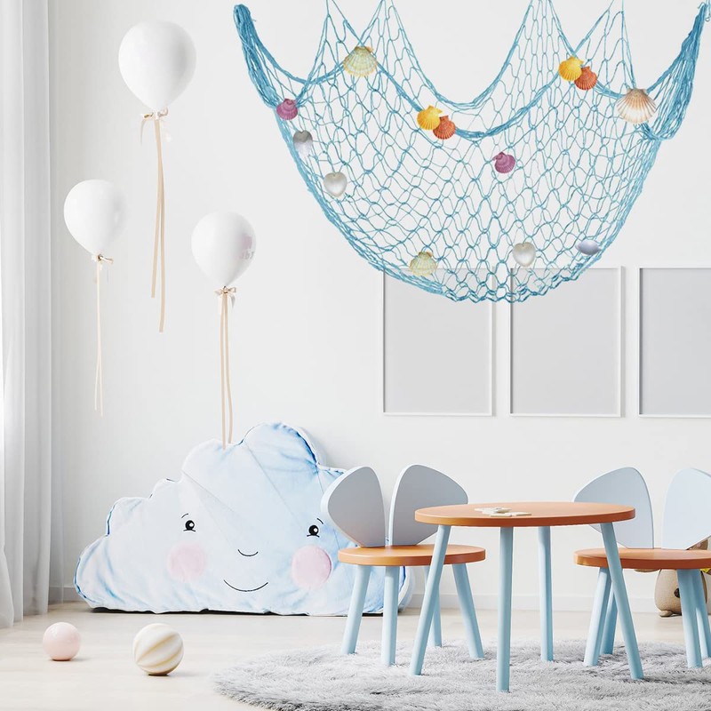 Abizarch 2 Pcs Fish Netting Decoration Beige Nautical Fish Net