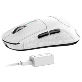 ATTACK SHARK R6 Wireless 8KHz Gaming Mouse, SUPERLIGHT 39g, Nordic 52840 MCU, PixArt PAW3950MAX Gaming Sensor, BT/2.4G /Wired, 42000 DPI, Optical Microswitches (100M Clicks), PC/Mac (White+Tape)