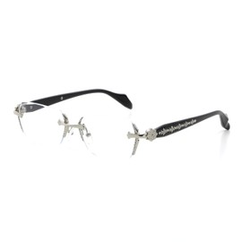 HOUSE OF WOO Rimless Sunglasses, Men's, Date Glasses, Hip Hop Rapper Street Eyewear, Silver