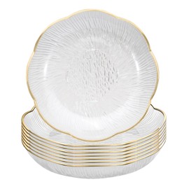 6 Inch Clear White Acrylic Salad Plates Set of 8, Small Plastic Dinner Dessert Plates, Round Kitchen Appetizer Plates, Shallow Bowl Plates Dish for Restaurant Lunch Snack Bread Fruit Party (Clear)