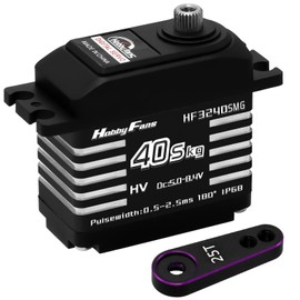 Hobby Fans RC Digital Servo, IP68 Waterproof 40KG Metal Gear Servo High Torque Servo with 25T Servo Horn for 1/12 1/10 1/8 RC Car RC Crawler Robot Boat