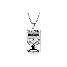 SBI Jewelry To Wife Dog Tag Silver Necklace for Women Love Husband Stainless Steel Pendant Necklaces Birthday Anniversary Present