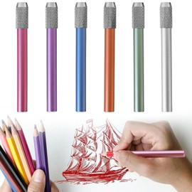 Pencil Extension Pencil Auxiliary Axis 6 Pack Aluminum Pencil Extender Portability Durable Labor Saving Fits Most Pencils