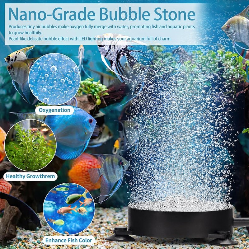 DaToo Aquarium LED Air Bubble Stone Disk Bubble Light 2