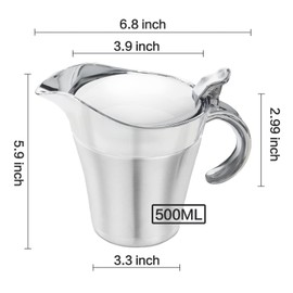 750 ml Thermal Gravy Boat with Hinged Lid, 304 Stainless Steel Double Insulated Sauce Jug, Elegant Sauce Jug, Thermal Sauce Pot for Serving Sauce, Custard Sauce, Cream, Home Use and Dinner Parties