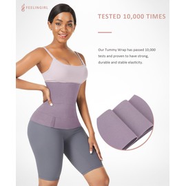 FeelinGirl Waist Trainer for Women Sauna Waist Trimmer Belt Tummy Wrap Plus Size Waist Cincher (One Size, Light purple)