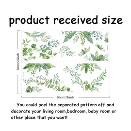 SUPERDANT Green Plants Wall Stickers Tropical Leaf Wall art Stickers Hanging Vines Wall Decals Nursery Wall Stickers Peel and Stick for Living Room Bedroom Balcony Corridor Window TV Wall Florist