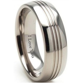 BESTTOHAVE Mens Titanium Ring - 8mm Wide - Engraved Inside With I Love You Classic Unisex Wedding Engagement Comfort Fit Jewellery Band Ring - Size O