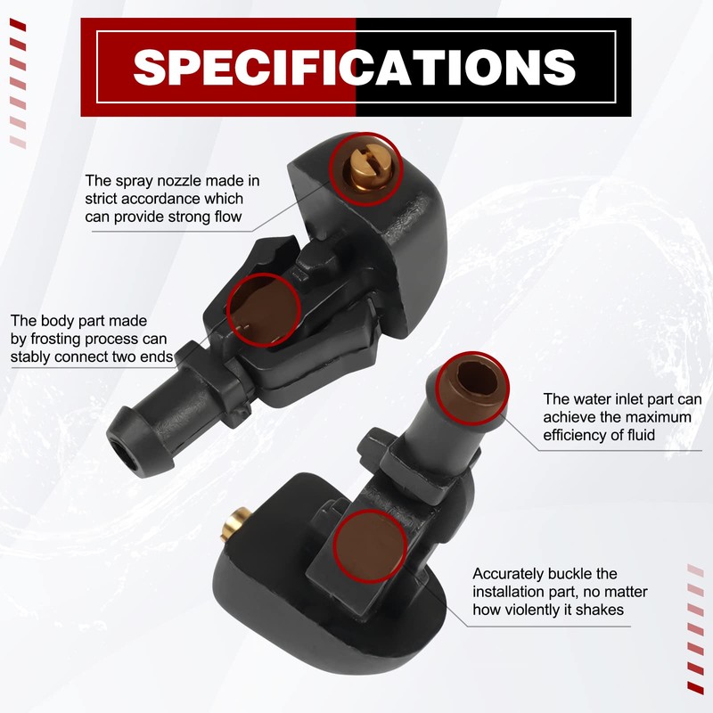OTUAYAUTO Adjustable Windshield Washer Nozzles - Replacement for 2004-2013 Ford