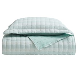 Sweet Home Collection Quilt Sets Prewashed Checkered Plaid Embroidered Vintage Soft and Luxurious Bedding with Pillow Shams, Teal, King (Pack of 5)