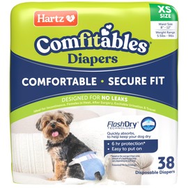 Hartz Disposable Dog Diapers, Size 2S 38 count, Comfortable & Secure Fit, Easy to Put On