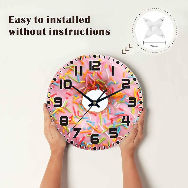 NOMEDOGYIM Donuts Wall Clock Single Pink Ones Battery Powered Wall