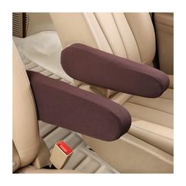 BELOMI 2 PCS Automobile Front Seat Armrest Covers, Car Seat Armrest Handle Cover Decoration Trim, Vehicles Center Console Lid Armrest Cover Skin Direct Replacement, Fit Truck SUV Sedan Van (Coffee)