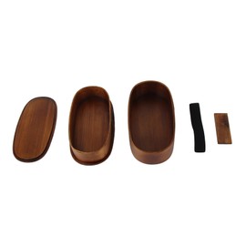 Lunch Box Set Japanese Style Wooden Food Storage Container for Students Workers 19x10x9.5cmPainted