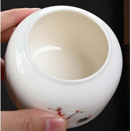 Palmetto Housewares Ceramic Tea Canister 8.2x8.3cm, Artistic Tea Caddy, Tea-leaf Ceramic Can With Painting (Chrysanthemum)