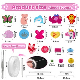 Craft Colourful Wooden Beads for Threading DIY Beads Jewellery Set Children's Wooden Beads with Hole for Threading Craft Beads for Bracelets Cord Set Necklaces Gift (550 Pieces Craft Colourful Wooden