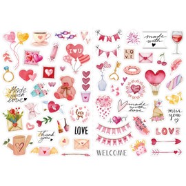 Wedding Stickers for Scrapbooking, 4 Sheets 234 PCS Watercolor Wedding Scrapbook Stickers, Deepcolor Wedding Stickers for Scrapbook Wedding Planner, Self-Adhesive Waterproof Bridal Scrapbook Supplies
