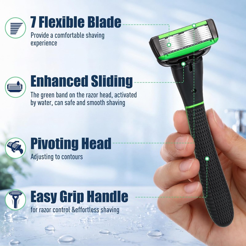 26 Pcs Men's 7 Blade Razor Set 2 Handles and
