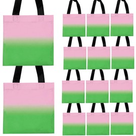 JJWYLTKB 20Pcs Pink and Green Goodie Bags Pink Party Bags Candy Goodie Gift Non-woven Gift Bag with Handles for Birthday, Shopping, Party Favor Bags