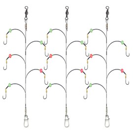 Fishing Hook with Leader,5 Hooks Fishing Rig-7 Strands Nylon Coated Fishing Leader with Swivle,Snap,Hooks