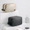 Portable Waterproof Leatherette Toiletry Bag - Double-Layer Large Capacity Organizer