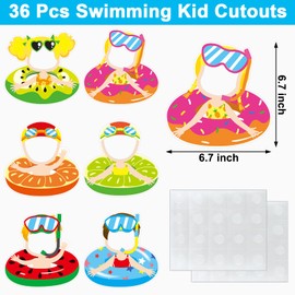 36 Pcs Summer Cutouts Swim Ring Cutouts with Photo Space for Bulletin Board DIY Craft Summer Hawaiian Classroom Pool Birthday Party Decoration