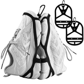 NIOIPXA Footwear Clip for Outdoor Climbing Trip,Shoe Holster for Backpack Elastic Shoes Holder Sports Accessories (Black+Black, M)