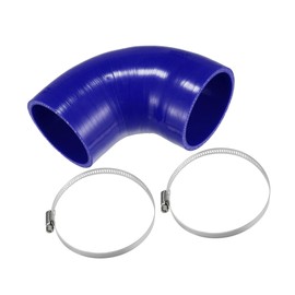 A ABSOPRO 1 Set 83 mm ID 100 mm Länge 90 Grad blauer Auto-Silikonschlauch Kühlmittelschlauch mit Klemmen, Universalartikel-Ersatzteil